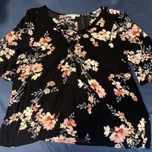 Black floral blouse size small